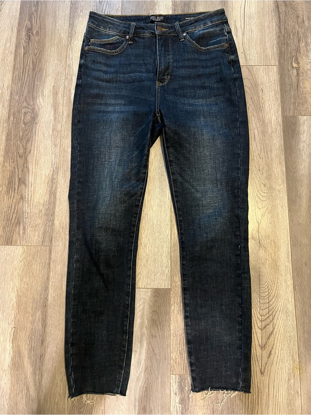 Judy Blue JB88527 Tummy Control Raw Hem Skinny Jeans Dark Wash Size 9/29